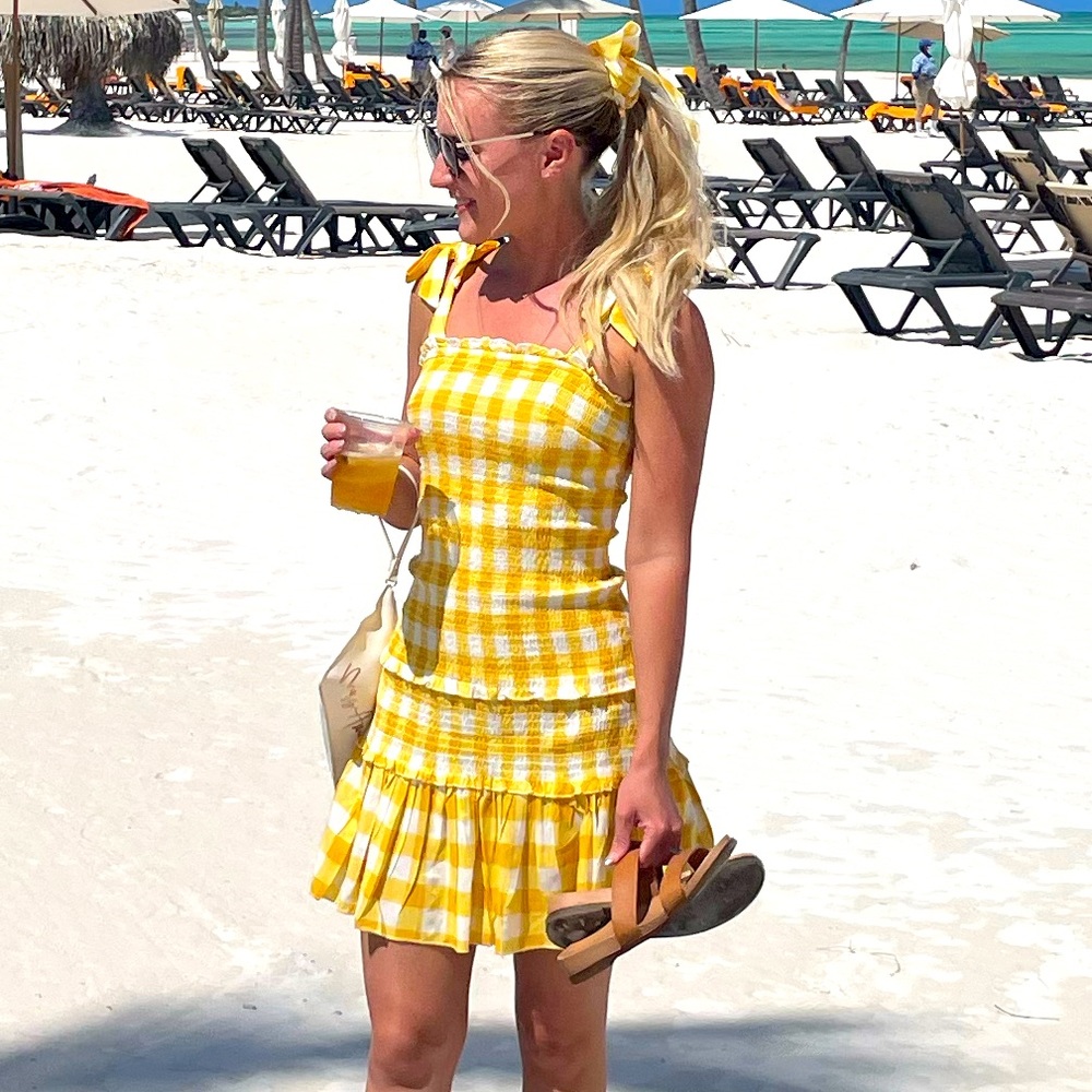 Yellow checkered dress